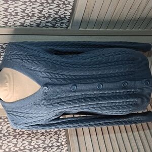 NWOT Belle by Kim Gravel Smoke Blue Cable Knit Cardigan Hip-Length